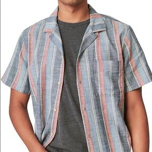 Lucky Brand Indigo Stripe Short Sleeve Button down